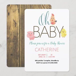 Oh Baby boerderijdieren Rustisch Baby shower Kaart