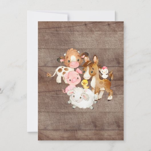 Oh Baby boerderijdieren verhitten uitnodiging (Achterkant)