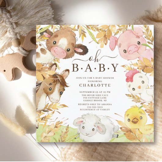 Oh Baby boerderijdieren verhitten uitnodiging