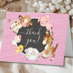 Oh Baby boerendieren Baby shower Dank je wel Bedankkaart<br><div class="desc">Schattig Oh Baby dierenontwerp met de zoetste koe,  paard,  varken,  kip,  baby en schapen. Bezoek onze winkel om ons hele collectie in dit ontwerp te uitzichten</div>