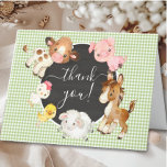 Oh Baby boerendieren Baby shower Dank je wel Bedankkaart<br><div class="desc">Schattig Oh Baby dierenontwerp met de zoetste koe,  paard,  varken,  kip,  baby en schapen. Bezoek onze winkel om ons hele collectie in dit ontwerp te uitzichten</div>