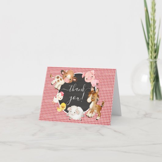 Oh Baby boerendieren Baby shower Dank je wel Bedankkaart (Voorkant)