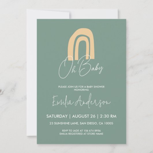 Oh Baby, Boho Baby shower Uitnodiging (Voorkant)
