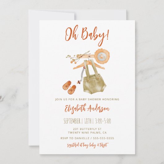 Oh Baby Boho Baby shower Uitnodiging (Voorkant)