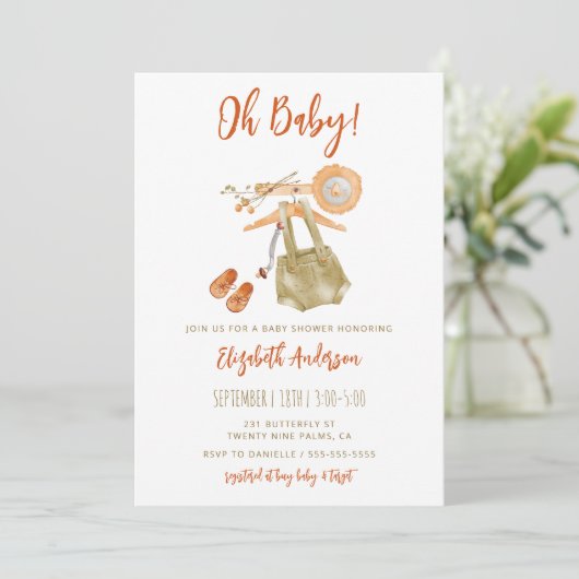 Oh Baby Boho Baby shower Uitnodiging (Staand voorkant)