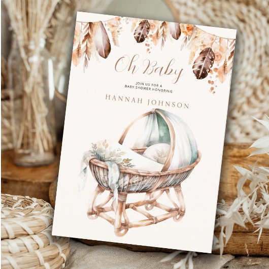 Oh Baby Boho Baby Wieg Veren Boho Baby shower Kaart