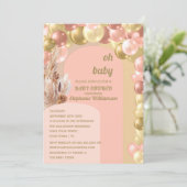 Oh baby boho ballonboog pampas baby shower kaart (Staand voorkant)