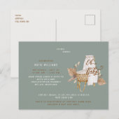 Oh Baby Boho Bassinet Sage Virtual Shower Aankondigingskaart (Voorkant / Achterkant)