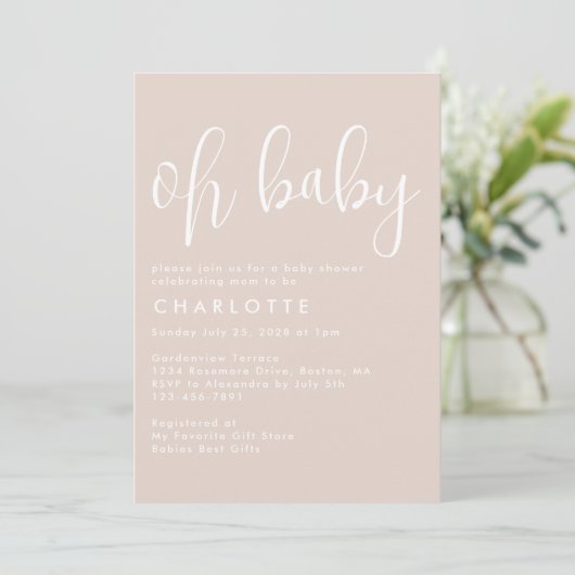 Oh Baby Boho Beige Gender Neutraal Baby shower Kaart (Staand voorkant)