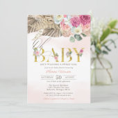 OH BABY Boho Bloemen Pampas & Palm Meisje Shower U Kaart (Staand voorkant)