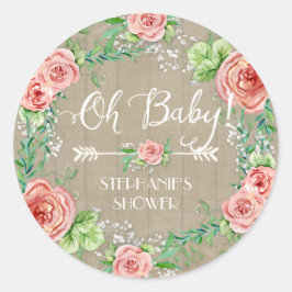 Oh Baby BOHO Bohemian Floral Babys Breath Rustic Ronde Sticker