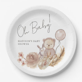 Oh Baby Boho Botanisch met Sweet Beer Baby shower Papieren Bordje