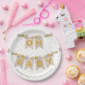 Oh Baby Boho Bunting Flags Baby shower Papieren Bordje (Feest)