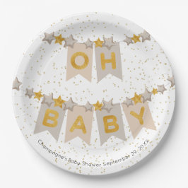 Oh Baby Boho Bunting Flags Baby shower Papieren Bordje
