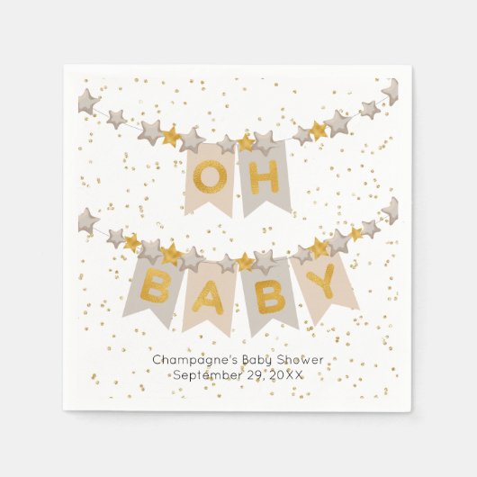 Oh Baby Boho Bunting Flags Baby shower Servet (Voorkant)