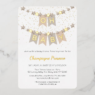 Oh Baby Boho Bunting Flags Foto Baby shower Folie Uitnodiging