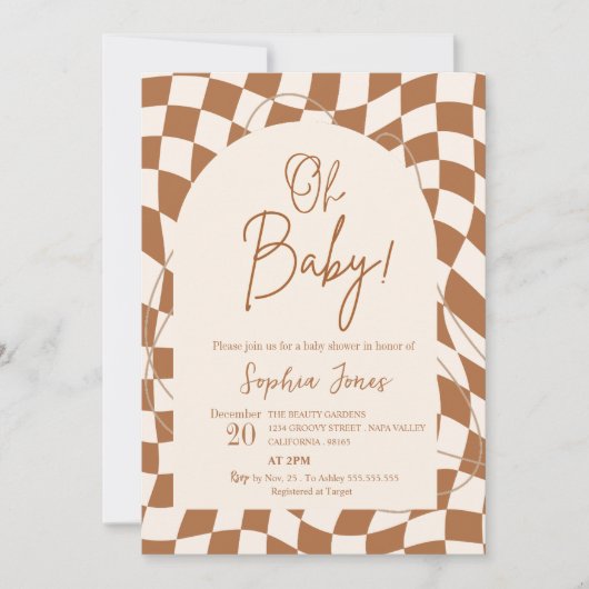 Oh Baby! Boho Checkered | Gingham | BABY SHOWER I Kaart (Voorkant)