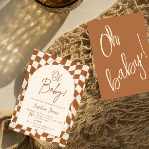 Oh Baby! Boho Checkered   Gingham   BABY SHOWER I Kaart