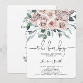 Oh Baby boho chic roos Baby shower Girl Kaart (Voorkant / Achterkant)