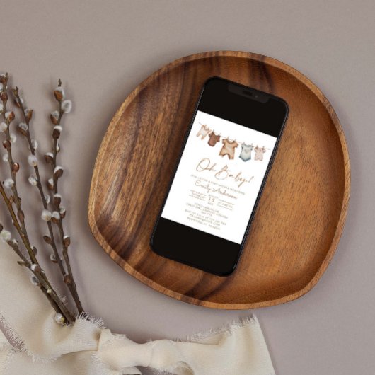 Oh Baby Boho Clothes Baby shower Kaart