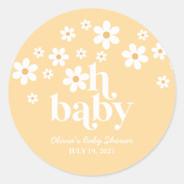 Oh Baby! boho Daisy baby shower geel Ronde Sticker