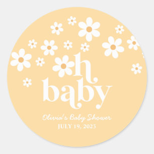 Oh Baby! boho Daisy baby shower geel Ronde Sticker