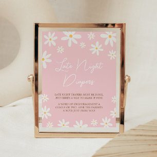 Oh Baby Boho Daisy Baby shower Late Night Luiers Poster