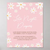 Oh Baby Boho Daisy Baby shower Late Night Luiers Poster (Voorkant)