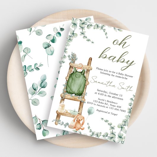 Oh Baby Boho Eucalyptus Baby shower Kaart