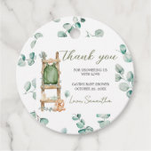 Oh Baby Boho Eucalyptus Baby shower Ronde Bedankjes Labels (Voorkant)