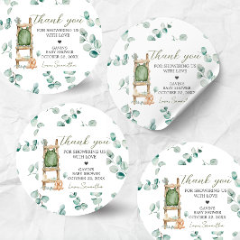 Oh Baby Boho Eucalyptus Baby shower Ronde Sticker