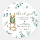 Oh Baby Boho Eucalyptus Baby shower Ronde Sticker (Voorkant)