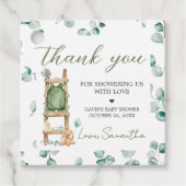 Oh Baby Boho Eucalyptus Baby shower Square Bedankjes Labels (Voorkant)