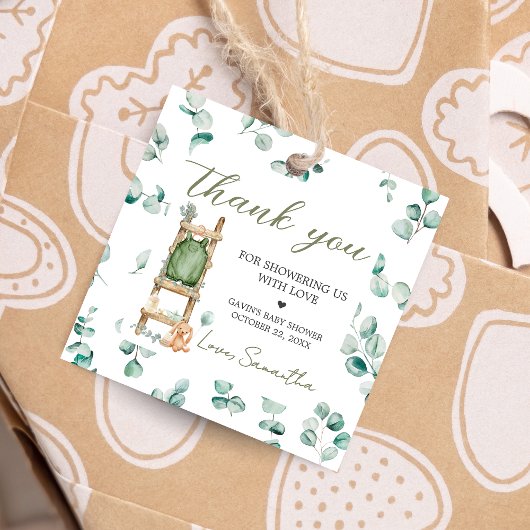 Oh Baby Boho Eucalyptus Baby shower Square Bedankjes Labels