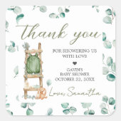 Oh Baby Boho Eucalyptus Baby shower Vierkante Sticker (Voorkant)