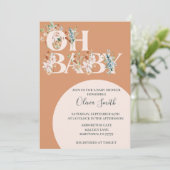 OH BABY Boho Floral Baby shower Kaart (Staand voorkant)