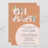 OH BABY Boho Floral Baby shower Kaart (Voorkant / Achterkant)