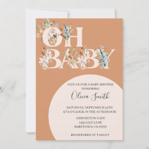 OH BABY Boho Floral Baby shower Kaart