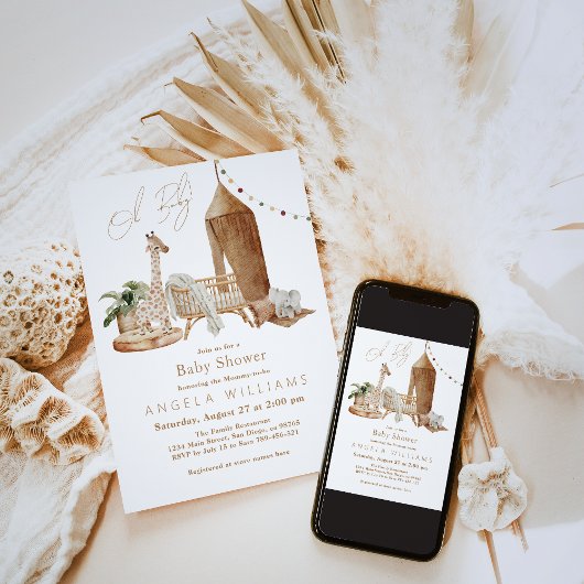 Oh Baby Boho Genderneutraal Baby shower Kaart