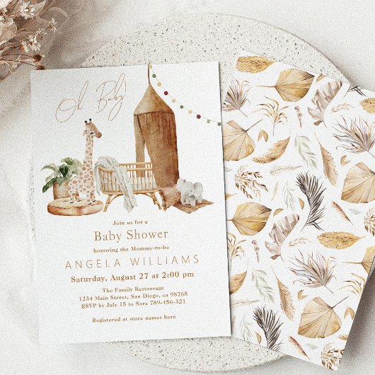 Oh Baby Boho Genderneutraal Baby shower Kaart