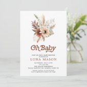 Oh Baby Boho Geslachtsneutrale Babyshower Uitnodig Kaart (Staand voorkant)