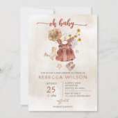 Oh Baby Boho Girl Baby shower Invitation Kaart (Voorkant)