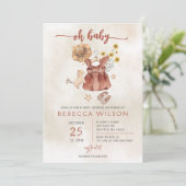 Oh Baby Boho Girl Baby shower Invitation Kaart (Staand voorkant)
