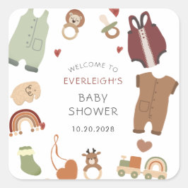 Oh Baby Boho Kleding Speelgoed Jongen Baby shower Vierkante Sticker
