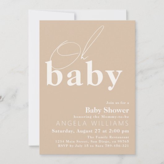 Oh Baby Boho Modern Simple Baby shower Kaart (Voorkant)