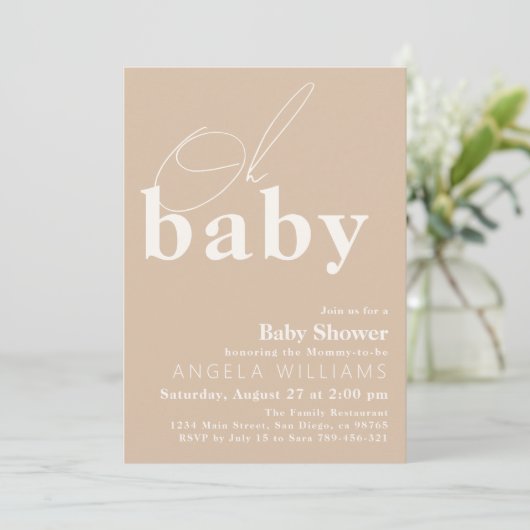 Oh Baby Boho Modern Simple Baby shower Kaart (Staand voorkant)