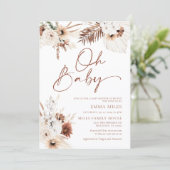Oh Baby Boho Pampas Baby shower Uitnodiging (Staand voorkant)