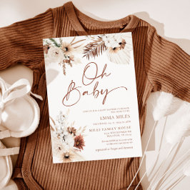 Oh Baby Boho Pampas Baby shower Uitnodiging
