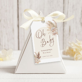 Oh Baby Boho Pampas Gras Neutraal Baby shower Cadeaulabel