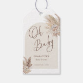 Oh Baby Boho Pampas Gras Neutraal Baby shower Cadeaulabel (Voorkant)